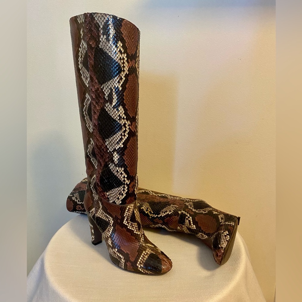 Valentino Garavani Brown Snakeskin Heeled Boots